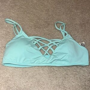 L Space Blue Criss Cross Bikini Top